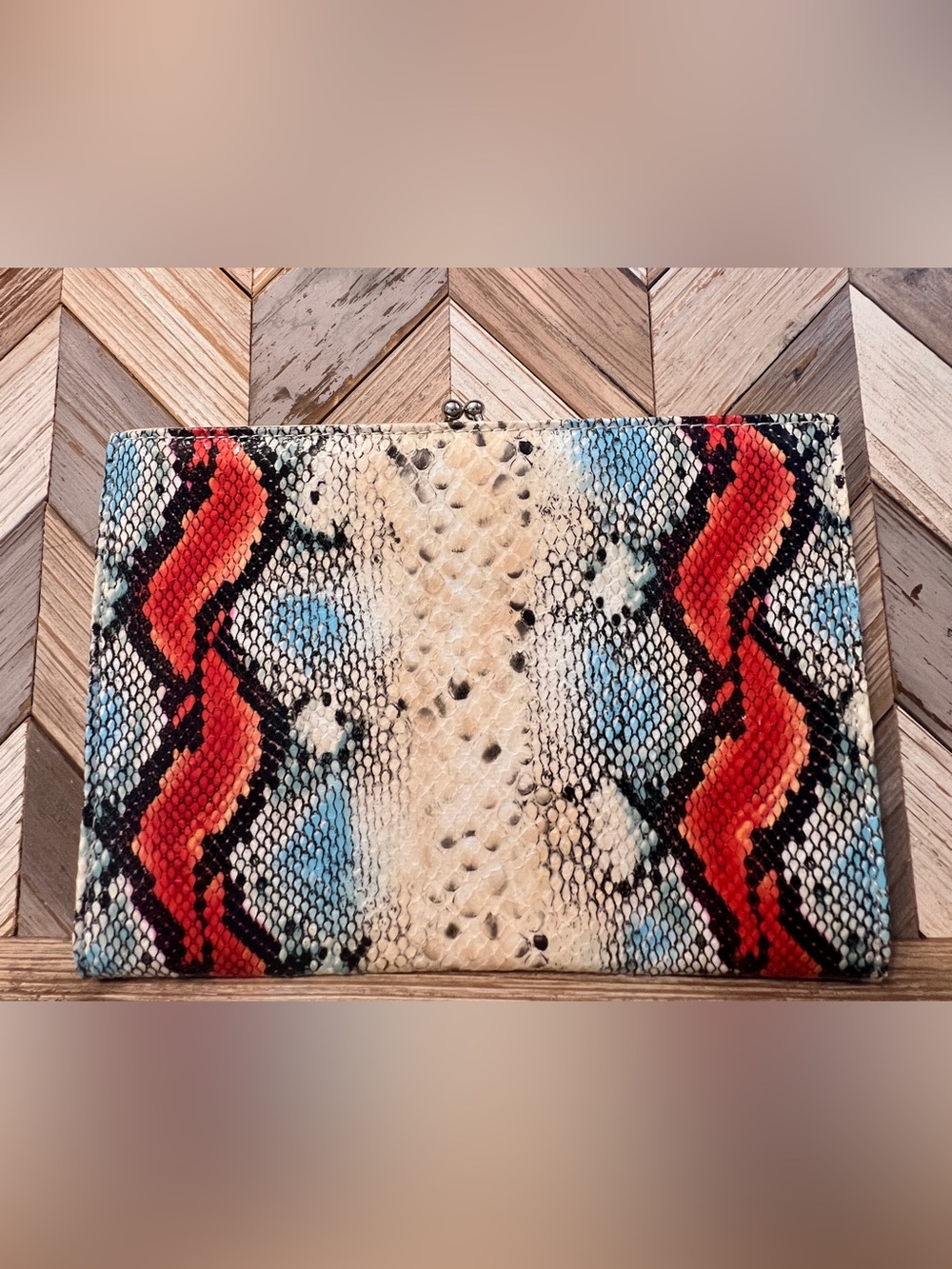 Urban Outfitters Multicolor Snakeskin Frame Clutch with kisslock